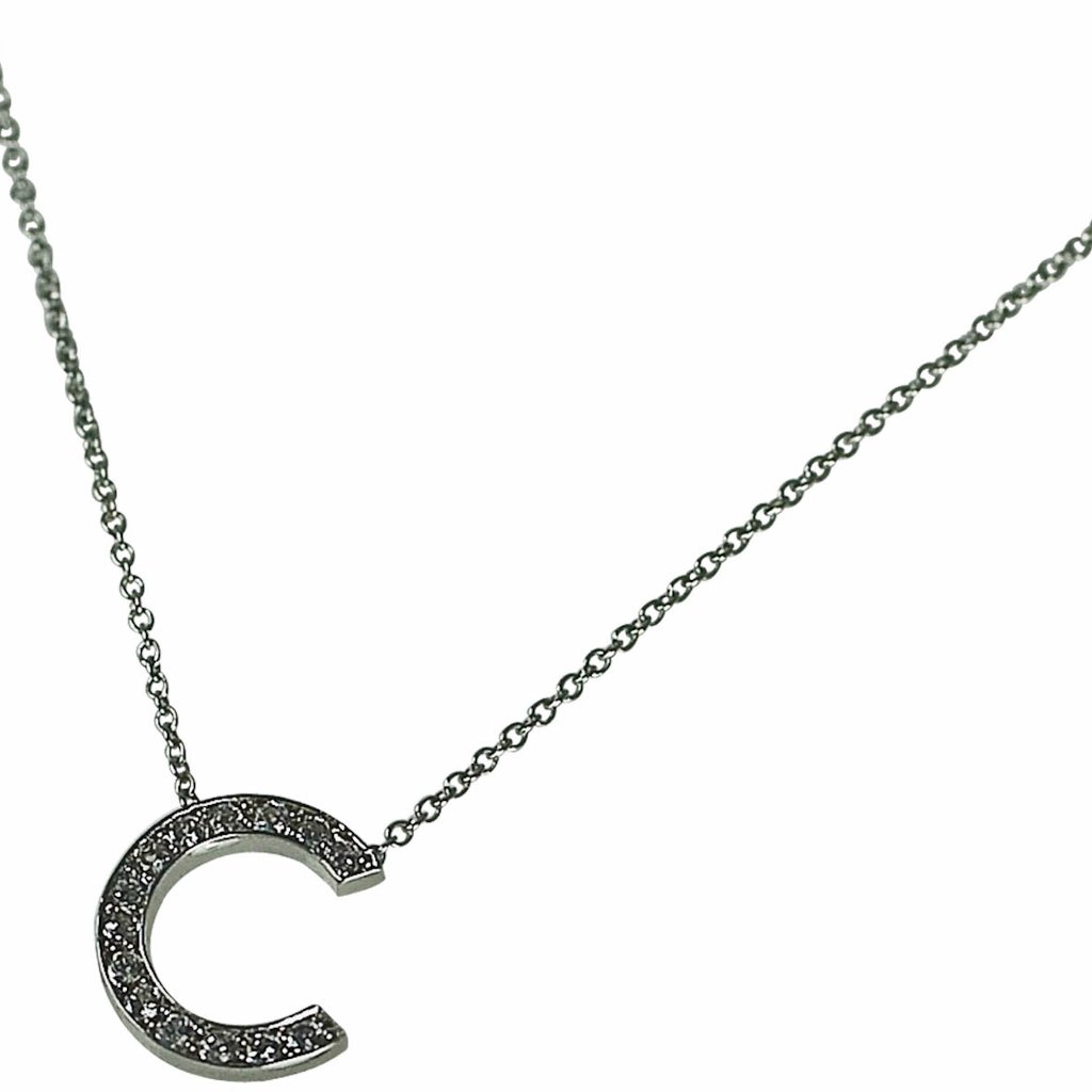 C Initial Pendant Necklace Pave Crystal 40$